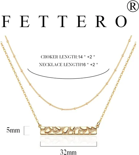 Vista 6 de Fettero Collar con colgante de oro gargantilla en capas con moneda abierta círculo de karma completamente nueva luna creciente chapada en oro de 14