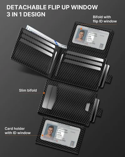 Vista 5 de typecase Cartera delgada plegable, Fibra de carbono mate., Slim Stealth Bifold (3 modos)