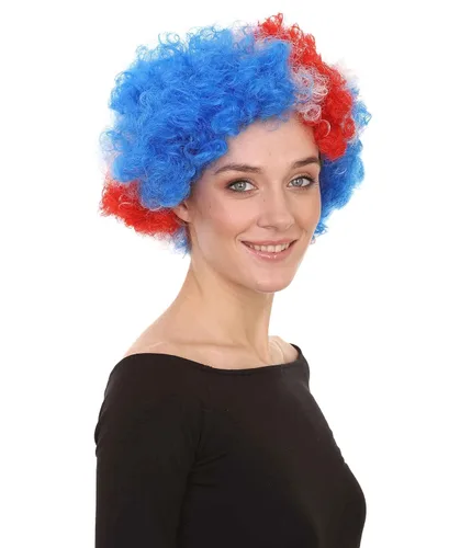 Vista 8 de FLAGWIGS Peluca afro de fiesta azul rojo HW-096