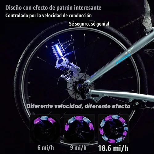 Vista 4 de DAWAY Luces LED para ruedas de bicicleta - A12 Luz impermeable genial para neumáticos de bicicleta, luces de radios de seguridad para niños, niñas