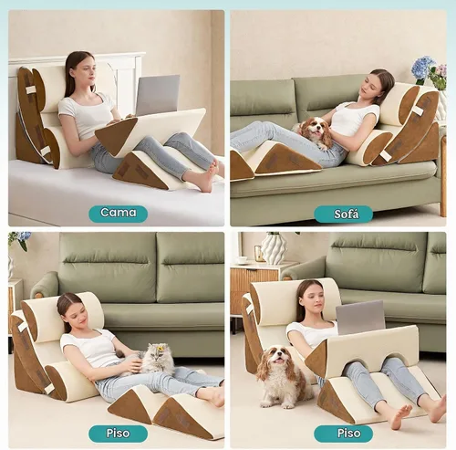 Vista 6 de Hansleep Juego de 6 almohadas ortopédicas de cuña para dormir, juego de almohadas postoperatorias ajustables para aliviar el dolor corporal, espalda