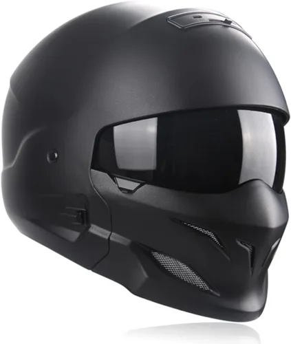 Vista 3 de Casco de motocicleta de cara completa para hombres y momentos, aprobado por el DOT, casco abierto 3/4 con protector de barbilla desmontable