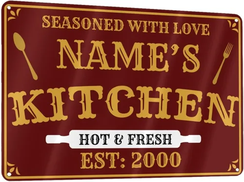 Vista 7 de Letreros de cocina personalizados con nombre personalizado, letrero de cocina condimentado con amor, letrero de cocina para decoración del hogar