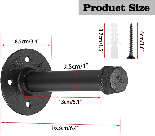 Vista 3 de Sumnacon 2 Piezas Barra de Ropa de Tubo Industrial de 5.9 Pulgadas – Perchero de Metal Rústico de Servicio Pesado con Tornillos, Soporte para Ropa