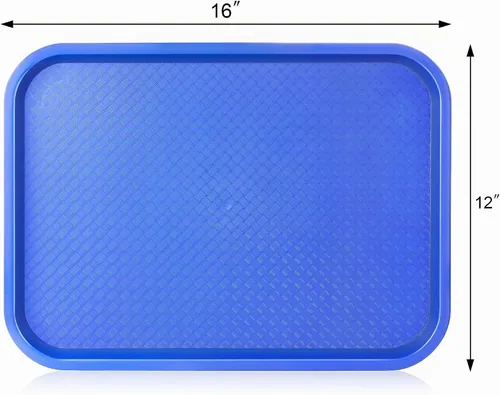 Vista 2 de New Star Foodservice Bandeja de comida rápida, juego de 12 (azul, 12 x 16 pulgadas)