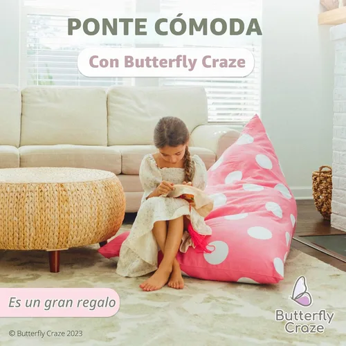 Vista 8 de Funda para silla con diseño de mariposa para niños y adolescentes, Lona, lunares rosado claro Lunares Rosa Claro