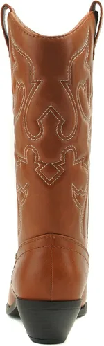 Vista 2 de Soda Red Reno Western Cowboy Pointed Toe Knee High Pull On Tabs Boots All-White