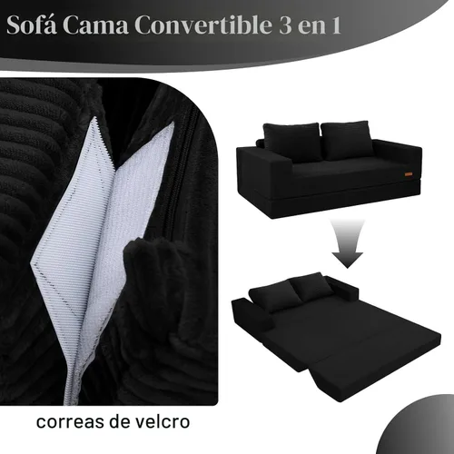 Vista 7 de COMAX Sofá Cama Convertible Queen, Sofá de Piso Plegable de Pana Sofá Cama Extraíble Futón Sleeper con Almohadas, Sofá Plegable Sin Huesos Cómodo
