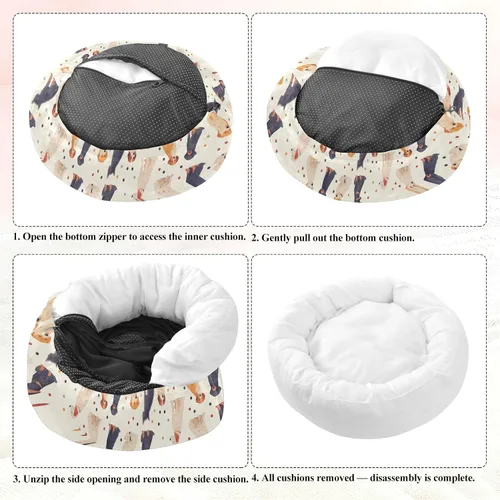 Vista 7 de Wudan Pet Cat Beds Donut Cuddler Fluffy Kitten Beds for Medium Size Pets Sleeping XS Cartoon Colorful Dog Dots Beige