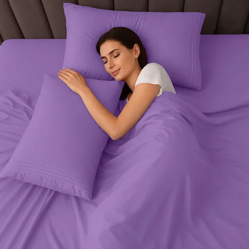 Vista 176 de LUX Décor - Juego de sábanas Twin de microfibra ultrasuave de 3 piezas con sábana encimera, sábana bajera de 16 pulgadas de profundidad y funda
