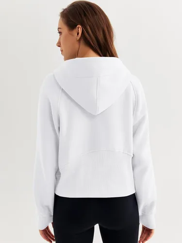 Vista 5 de WYNNQUE Sudadera corta con capucha para mujer, manga larga, forro polar, media cremallera, ropa de otoño