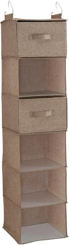 Vista 7 de Household Essentials Organizador de armario colgante de 6 estantes, estante colgante de armario, estantería de tela de lino y PEVA, beige