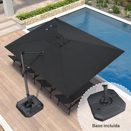 Vista 483 de PURPLE LEAF Paraguas al aire libre con base 8' x 8' protección solar verde Manzana Verde (Apple Green)