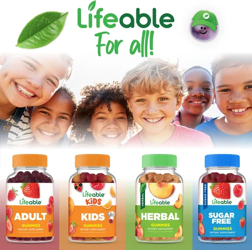 Vista 6 de Lifeable Gomitas de fibra prebiótica sin azúcar para niños, 0.14 onzas de fibra para niños, suplementos de fibra vegetariana de gran sabor