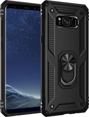 Vista 6 de Androgate Funda para Samsung Galaxy S8 Plus con protectores de pantalla HD, soporte de anillo de metal de grado militar, prueba de caídas de 15