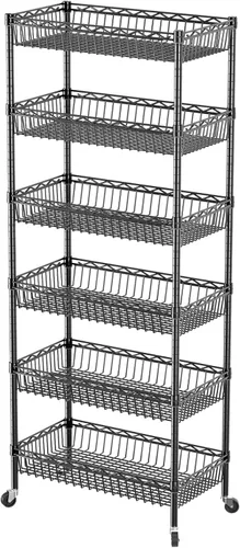 Vista 15 de SINGAYE Estantería de alambre para armario: unidad de metal ajustable para organización de lavandería, baño, cocina, hogar, almacenamiento