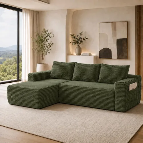 Vista 30 de Sofá deshuesado de 96 pulgadas, sofá modular en forma de L, color negro