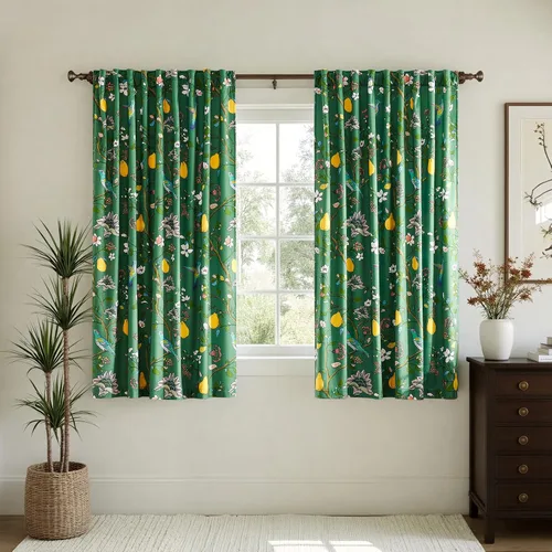 Vista 22 de MUSSEL Cortinas florales de terciopelo de 63 pulgadas de largo, cortinas botánicas de lujo para oscurecer la habitación, 2 paneles de colibrí