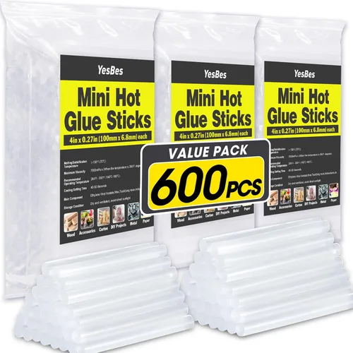Vista 8 de Paquete de 1000 mini barras de pegamento caliente, 4 pulgadas de largo x 0.27 pulgadas de diámetro para mini pistolas de pegamento, multiusos
