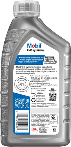 Vista 3 de Mobil Aceite de motor sintético completo 0W-20, 1 cuarto de galón (paquete de 6) Protección de 10,000 millas Fórmula de triple acción