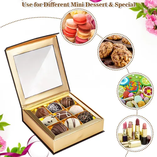 Vista 7 de Bumlon Cajas de chocolate vacías, cajas de trufas con divisores, caja de chocolate con ventana y cierre magnético para chocolate hecho a mano, mini