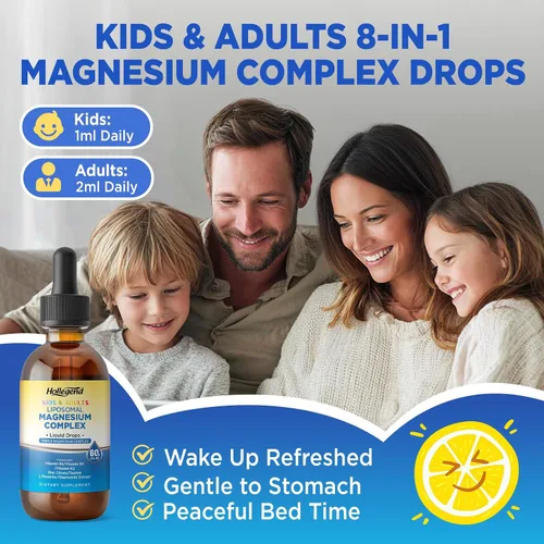 Vista 7 de Liposomal Kids - Gotas de glicinato de magnesio para niños, complejo de magnesio triple líquido de 400 mg para adultos, con D3 y K2, B6, zinc