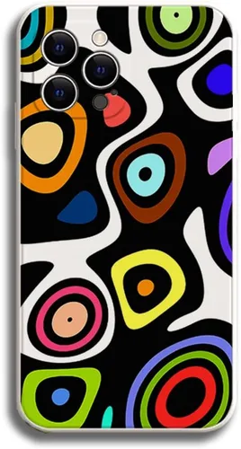 Vista 7 de Amanqunta Funda compatible con iPhone 14 Pro Max, hermosa funda de silicona suave con textura abstracta colorida para mujeres y niñas, diseño