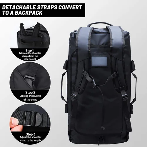 Vista 5 de Nepest Mochila de lona grande, resistente al agua de 3 vías, bolsa de lona para gimnasio con compartimento para zapatos para entrenamiento deportivo