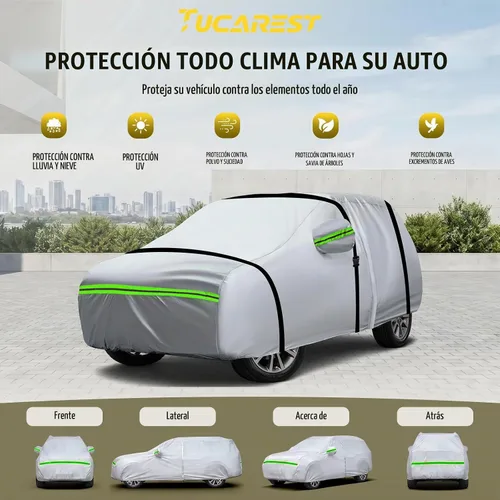 Vista 4 de TUCAREST - Funda de auto completa de 6 capas de alta calidad, diseño de cremallera de carcasa dura, impermeable, resistente a la intemperie Tira
