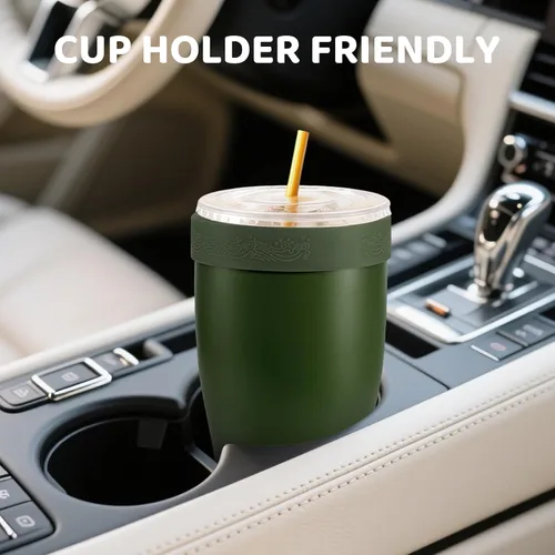 Vista 6 de Funda universal para café helado, aislante de acero inoxidable de 32 onzas, se adapta a tazas Starbucks/Dunkin/McDonalds, doble pared reutilizable