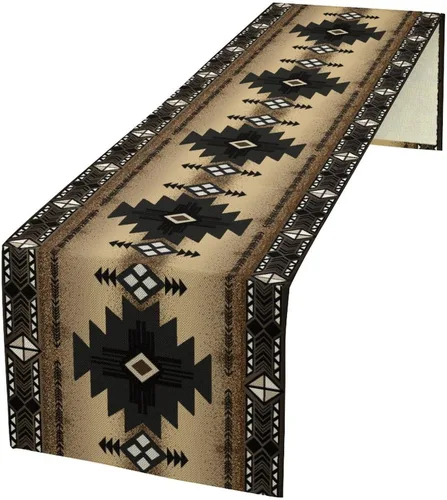Vista 16 de Camino de mesa con estampado de vaca, camino de mesa estilo occidental con estampado de cuero de vaca en blanco y negro, decoración de mesa