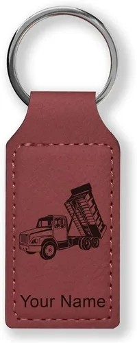 Vista 29 de LaserGram Llavero rectangular, camión volquete, grabado personalizado incluido