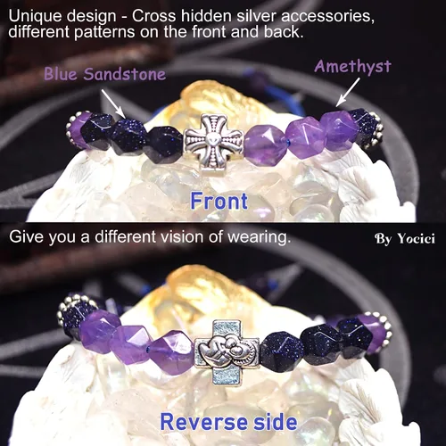 Vista 20 de Pulseras de la amistad, pulsera de obsidiana negra arcoíris para mujeres y hombres, 0.394 pulgadas (0.394 in), ojo de tigre, hematita y cristal