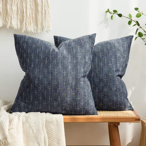 Vista 28 de MIULEE - Juego de 2 fundas de almohada decorativas de lino de arpillera, modernas, estilo campestre, rústicas, tejidas, con textura, para sofá, Gris