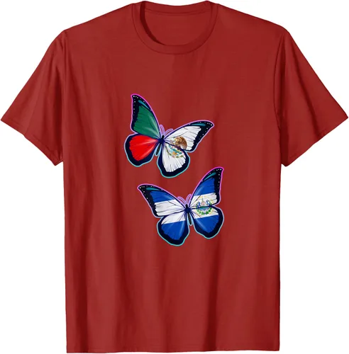 Vista 50 de Raíces biculturales de El Salvador y México. Versión mariposa Camiseta, Negro