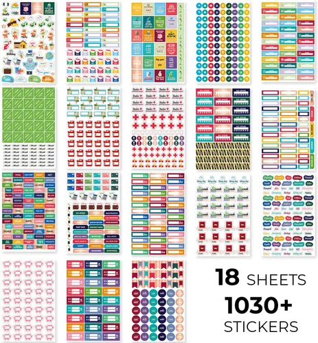 Vista 7 de Stickers de presupuesto de Clever Fox - Juego de 18 hojas con más de 1030 stickers únicos para tu planificador mensual, semanal y diario