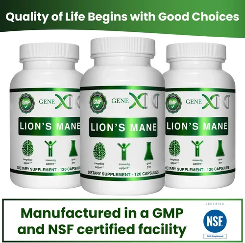 Vista 9 de Genex Formulas Suplemento de melena de león con extracto de melena de león 100% - Suplemento de apoyo cerebral nootrópicos 1000 mg/porción