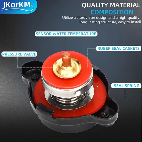 Vista 5 de Tapa de Radiador de Alta Presión con Medidor de Temperatura 1.8 Bar 25.6 Psi Compatible con Honda, Kawasaki, Suzuki, Husqvarna Dirt Bike, Yamaha