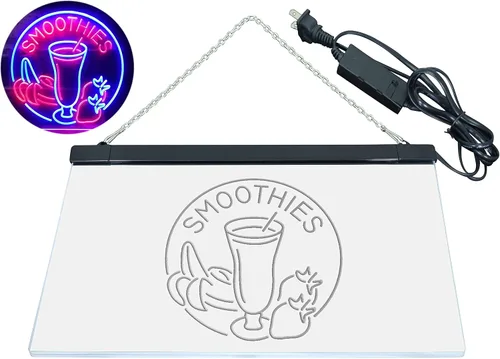 Vista 8 de ADVPRO Smoothies Fruit Drink Shop Señal de neón LED de doble color azul y rojo 24 "x 16" st6s64-i3343-br