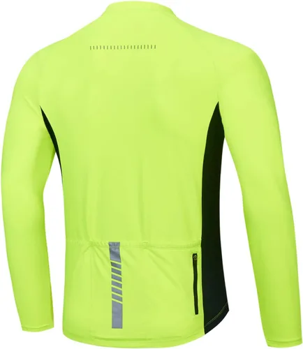 Vista 2 de BALEAF Camiseta de ciclismo de manga larga para hombre, para ciclismo de carretera, para bicicleta de montaña, bolsillos con cremallera completa