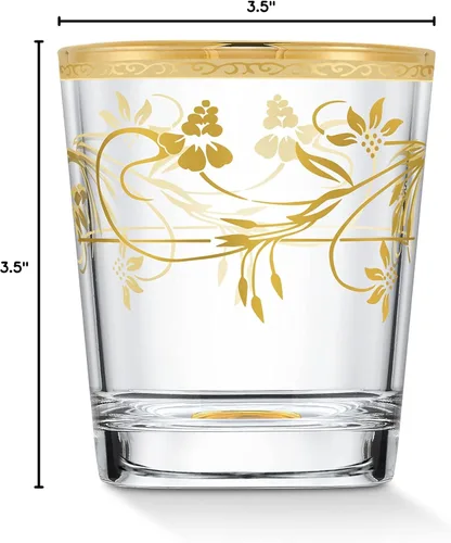 Vista 5 de WORLD GIFTS Elegante y moderna cristalería de flores de Rosalia para organizar fiestas y eventos, 10 onzas, doble moda antigua, juego de 4