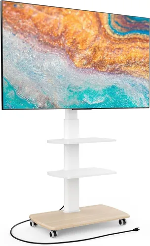 Vista 8 de FITUEYES Soporte de suelo de TV para sala de estar, dormitorio, soportes de TV altos con base de madera resistente para televisores de 32, 39, 40