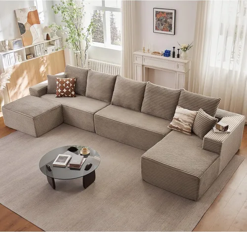 Vista 81 de Lakifun Sofá en Forma de L de 107" con Otomana, Seccional Modular Moderno Sofá Cómodo en Forma de U Nube, Asiento Profundo, Chaise Longue Cama