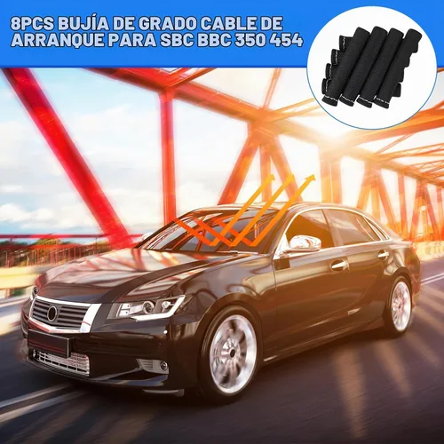Vista 3 de Cable de bujía de protección contra el calor de la manga de 2500 ° de la bujía protector de arranque Botas Wrap para SBC BBC 350 454 8 piezas tapas