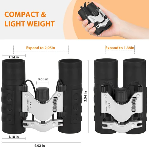 Vista 3 de Binoculares reales para niños. Regalos para niños de 3 a 12 años. Niños o niñas. Binoculares compactos de juguete de 8x21 con óptica de alta