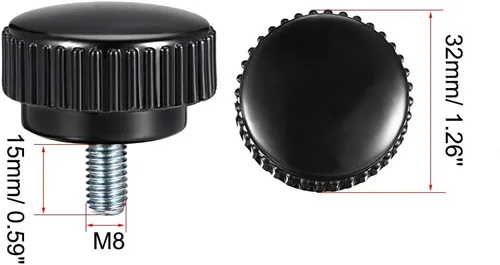 Vista 2 de uxcell Perillas de sujeción moleteadas con rosca métrica macho M8 x 0.591 in, agarre de tornillo de pulgar tipo roscado de plástico, perno de mano
