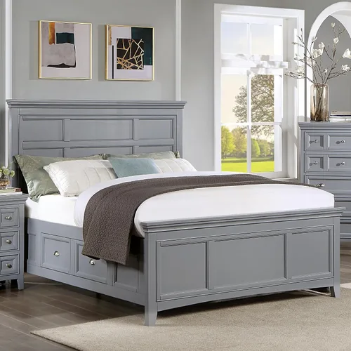 Vista 5 de Furniture of America Zinnia - Cama de madera de almacenamiento de transición con cajones debajo de la cama para dormitorio, habitación de invitados