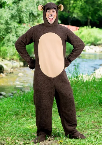 Vista 2 de Disfraz de oso de talla grande para adulto, Marrón