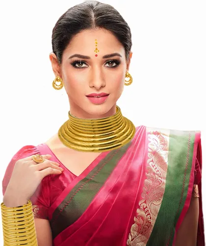 Vista 3 de RDKOEAKEL 7 PCS African National Vintage Gold Flamboyant Jewelry Set Egypt Choker Bracelet African Nose Rings Hoop Chain Earrings for women