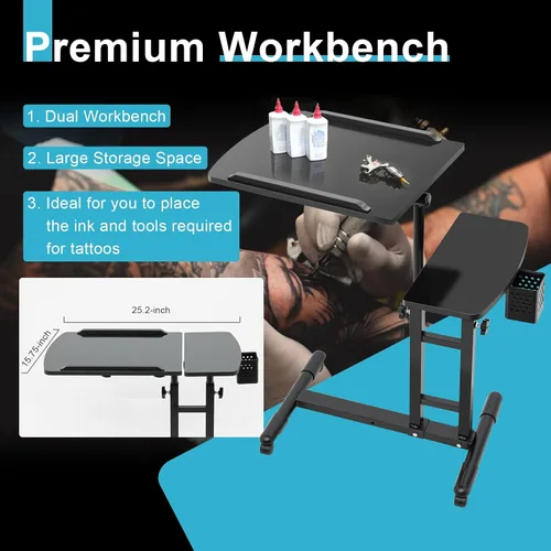 Vista 4 de Estación de trabajo de tatuajes portátil portátil para tatuajes, estación de trabajo móvil para tatuajes, estación de trabajo móvil, estación